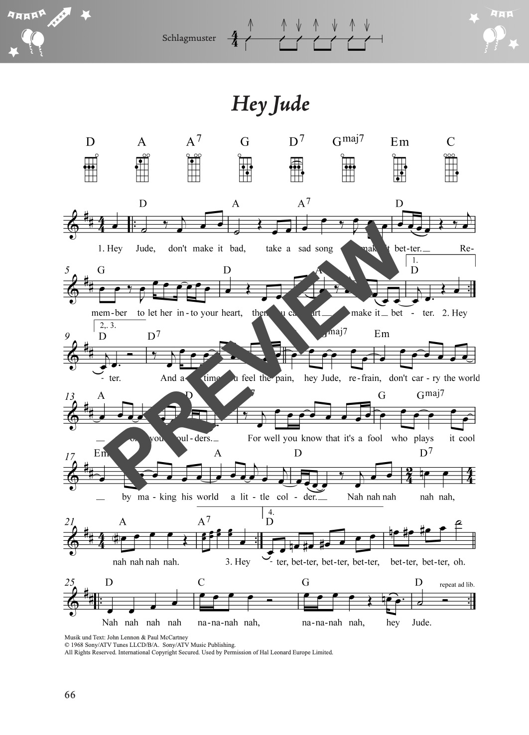 Fetenbuch Ukulele – Beispielseite 4