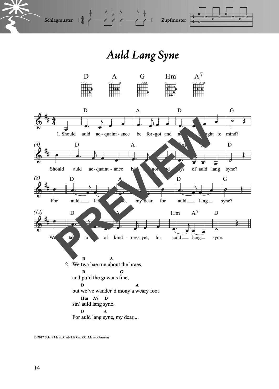 Folk- und Volksliederbuch Gitarre – Beispielseite 2