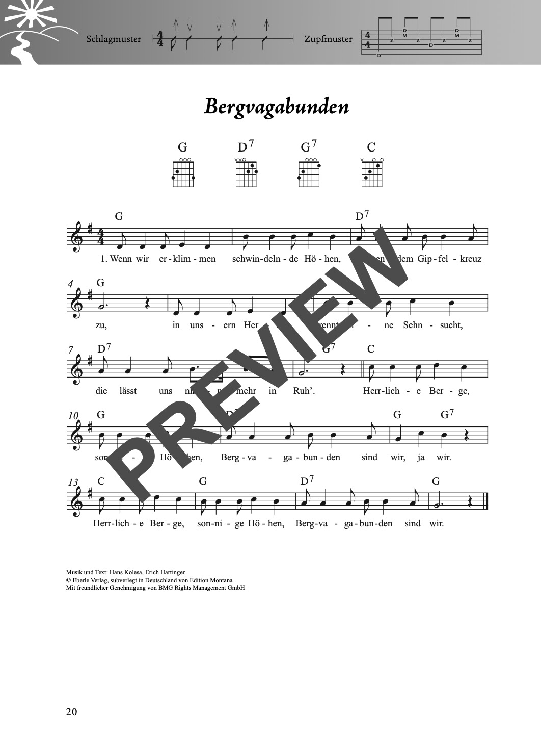 Folk- und Volksliederbuch Gitarre – Beispielseite 3