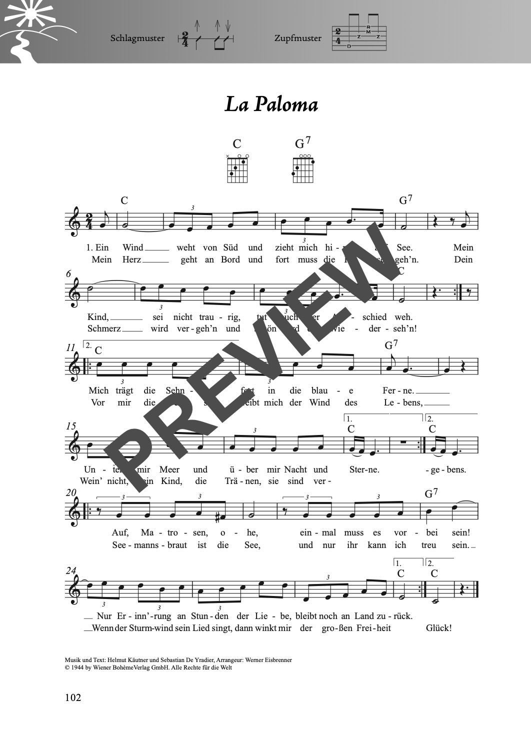 Folk- und Volksliederbuch Gitarre – Beispielseite 5