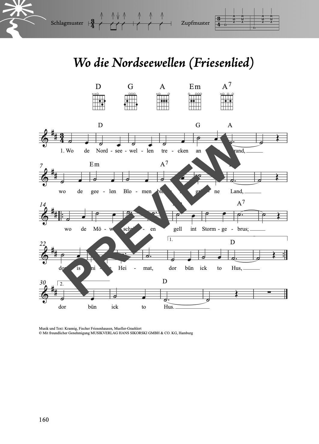 Folk- und Volksliederbuch Gitarre – Beispielseite 7