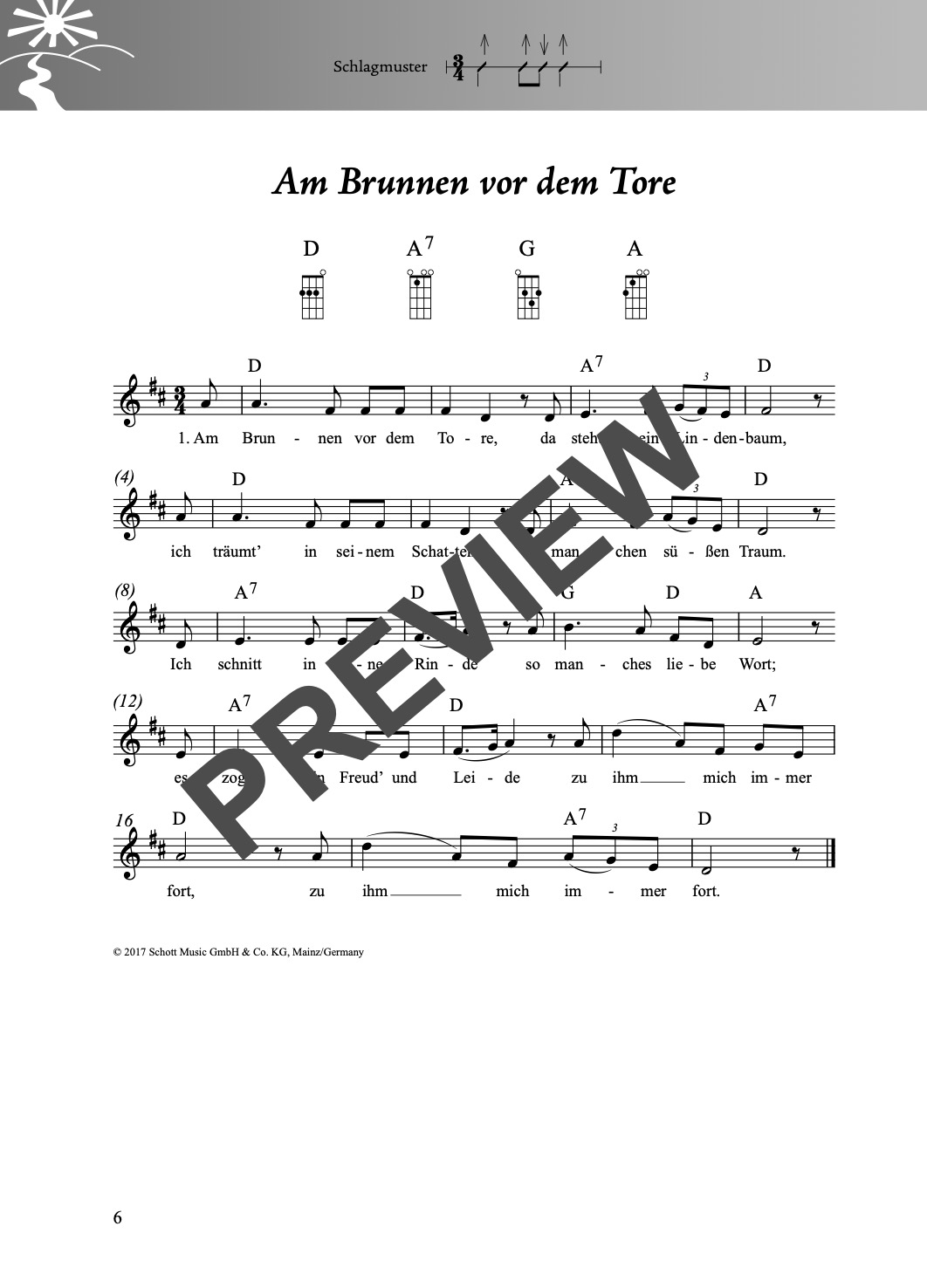 Folk- und Volksliederbuch Ukulele – Beispielseite 1