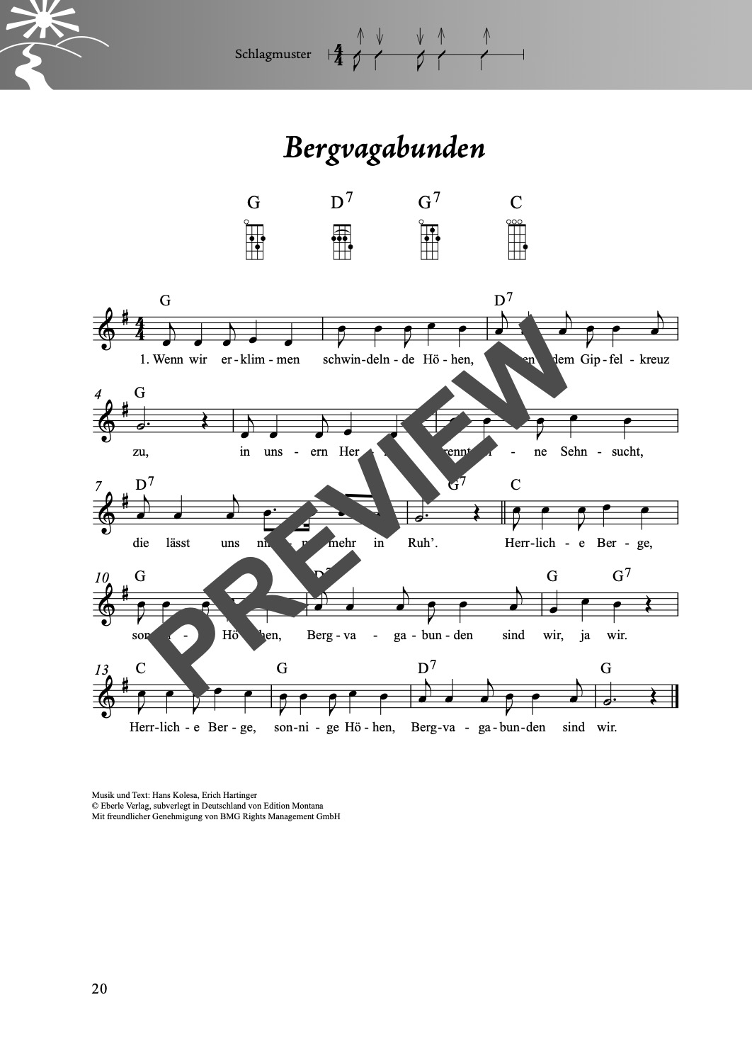 Folk- und Volksliederbuch Ukulele – Beispielseite 3