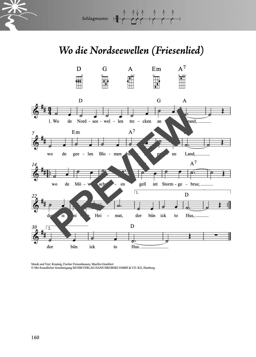 Folk- und Volksliederbuch Ukulele – Beispielseite 7