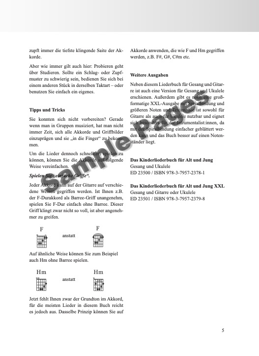 Kinderliederbuch Gitarre – Beispielseite 2