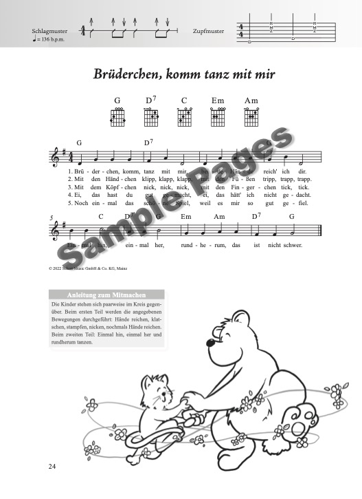 Kinderliederbuch Gitarre – Beispielseite 4