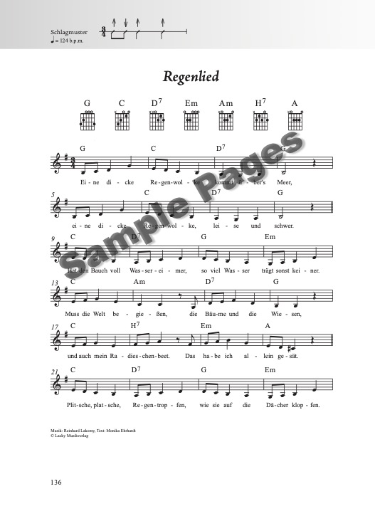 Kinderliederbuch Gitarre – Beispielseite 8