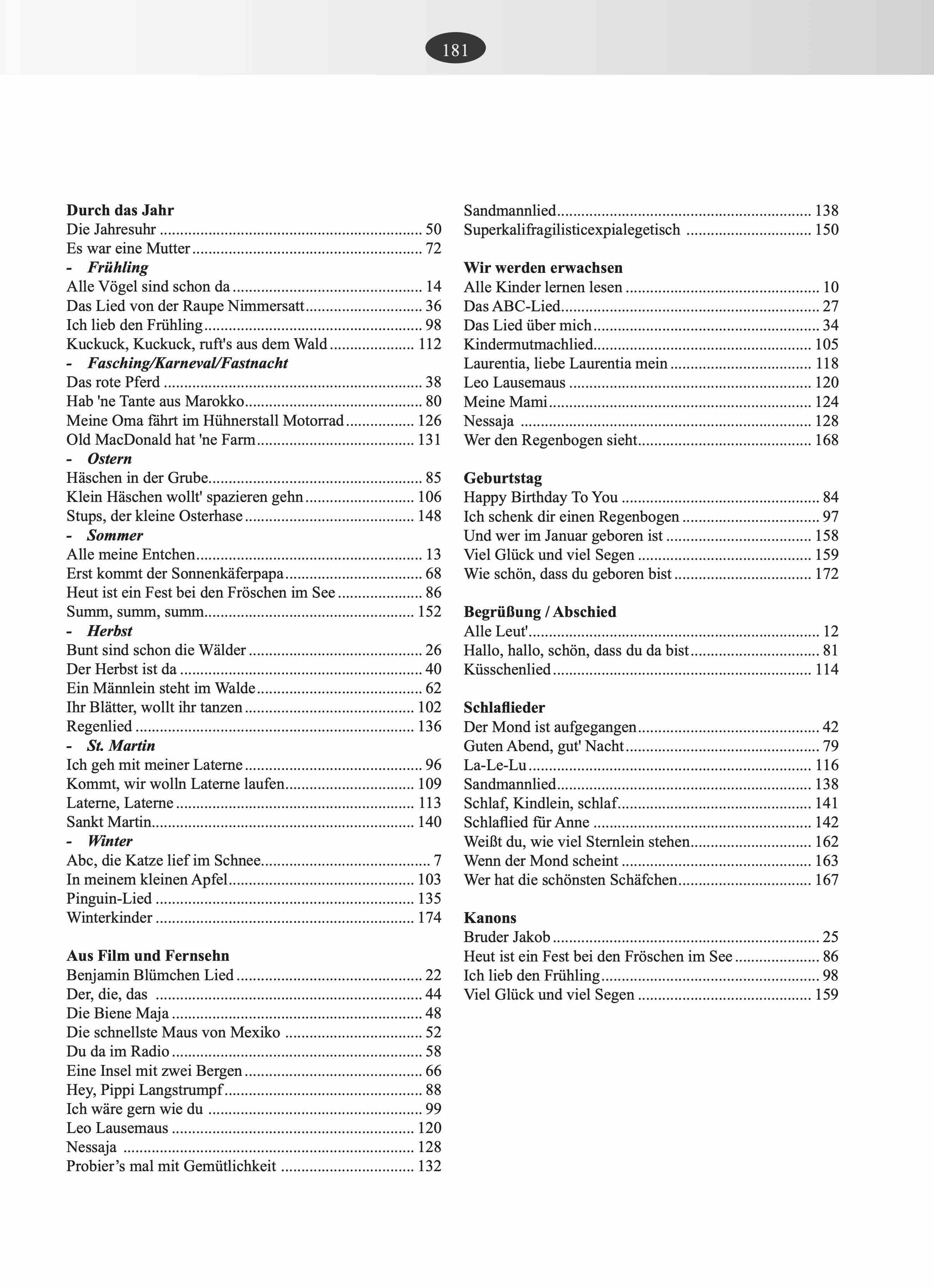 Kinderliederbuch Klavier – Beispielseite 1