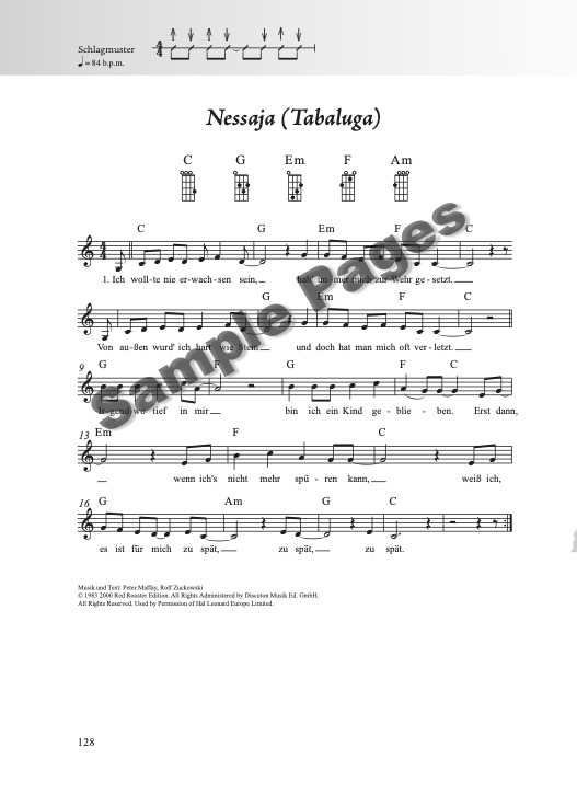 Kinderliederbuch Ukulele – Beispielseite 7