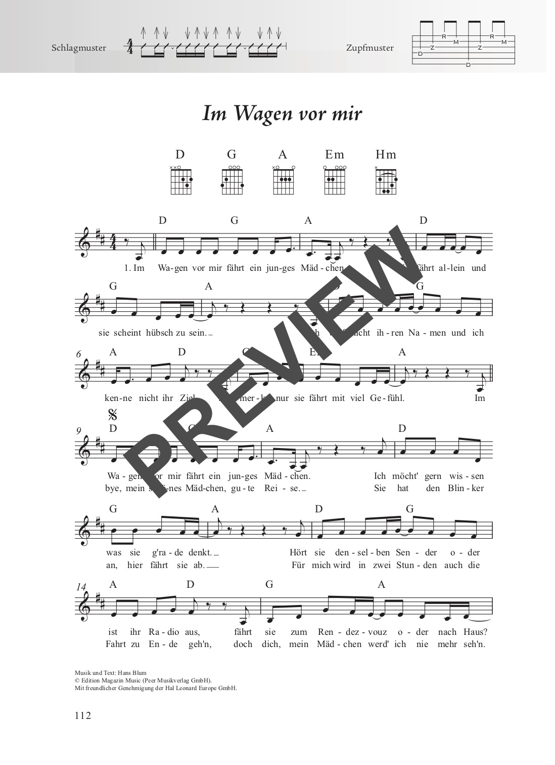 Schlagerbuch Gitarre – Beispielseite 6