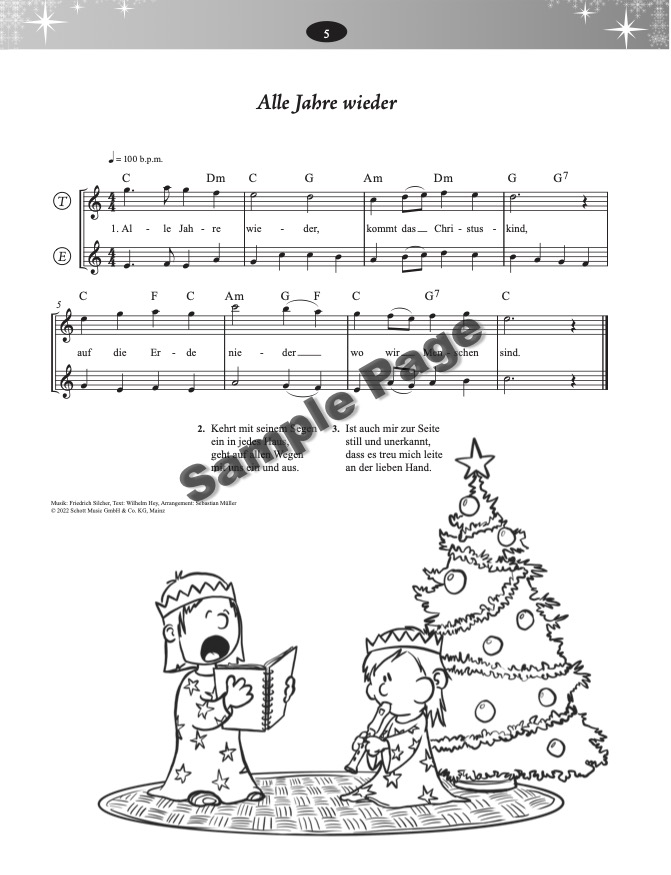 Weihnachtsliederbuch C-Instrumente – Beispielseite 2