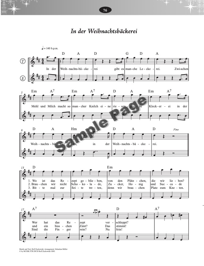 Weihnachtsliederbuch C-Instrumente – Beispielseite 5