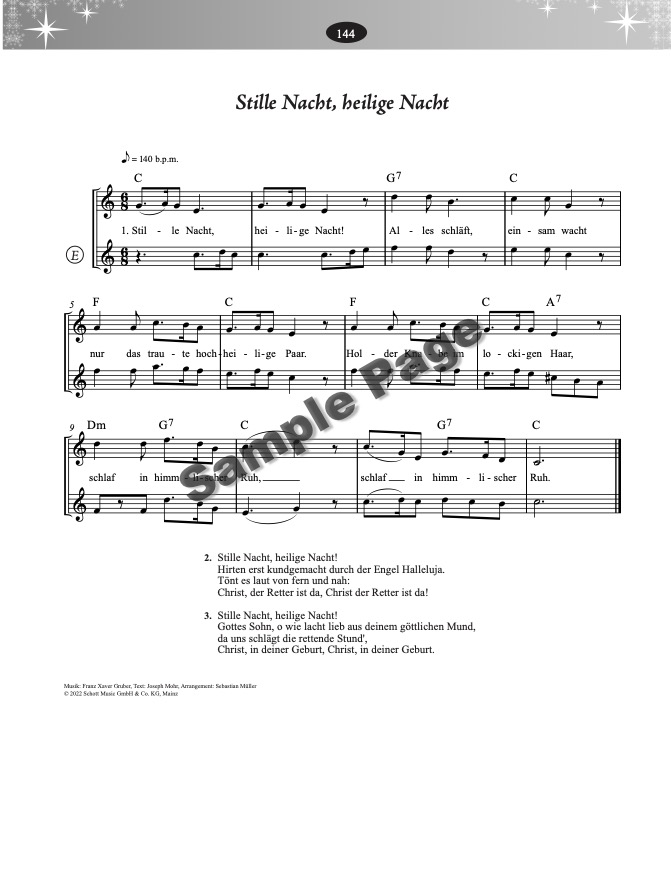 Weihnachtsliederbuch C-Instrumente – Beispielseite 6