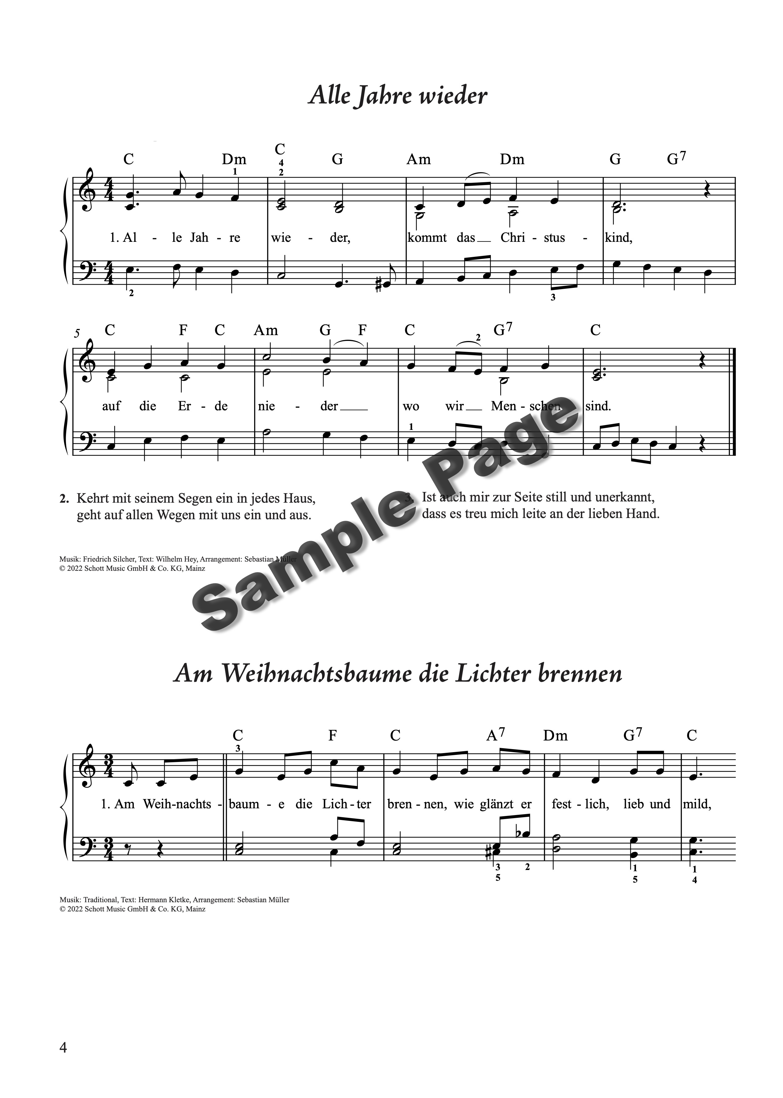 45 Weihnachtslied-Klassiker Klavier – Beispielseite 1