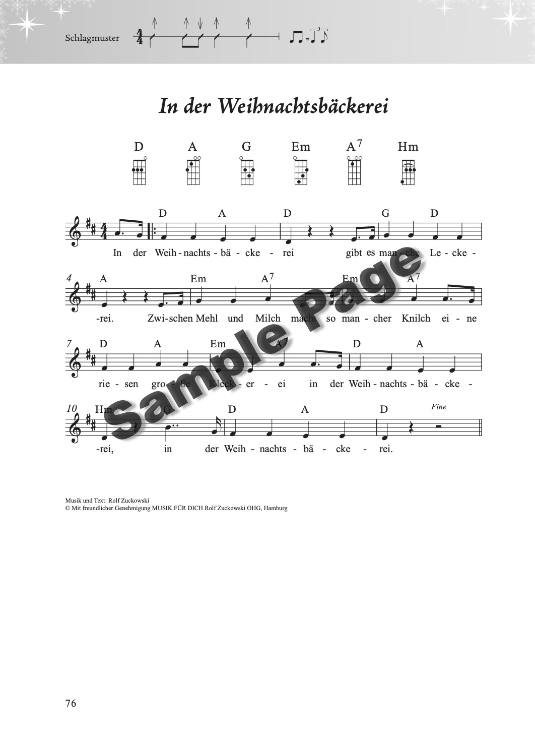 Weihnachtsliederbuch Ukulele – Beispielseite 7